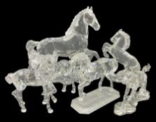 Five Swarovski Crystal horses