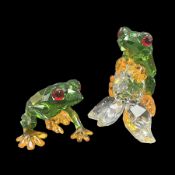 Pair Swarovski Crystal frogs