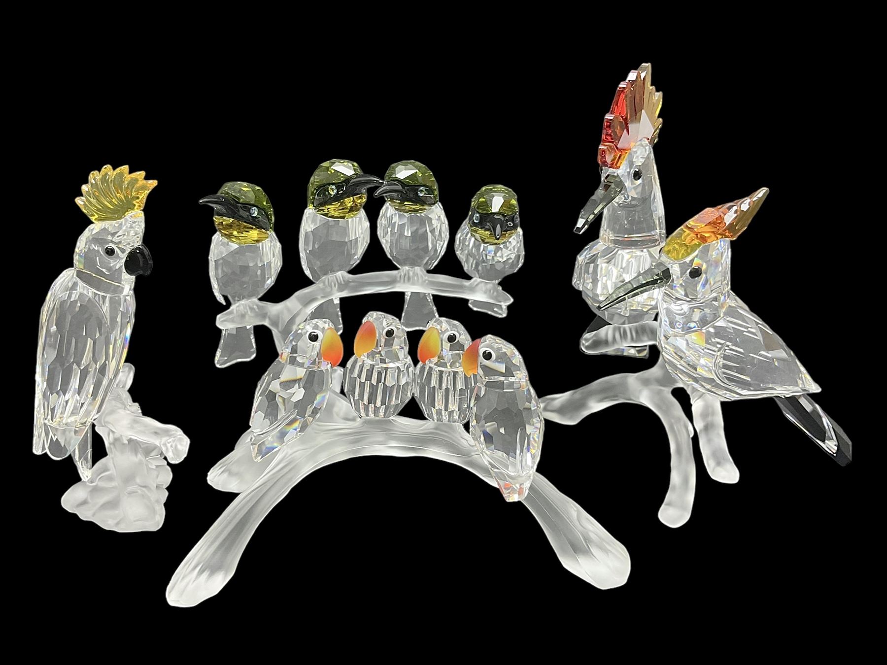 Four Swarovski Crystal bird figures