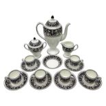 Wedgwood navy Florentine pattern coffee service for six