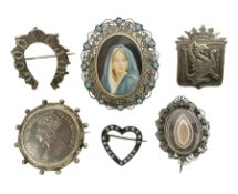 Six Victorian and later silver brooches