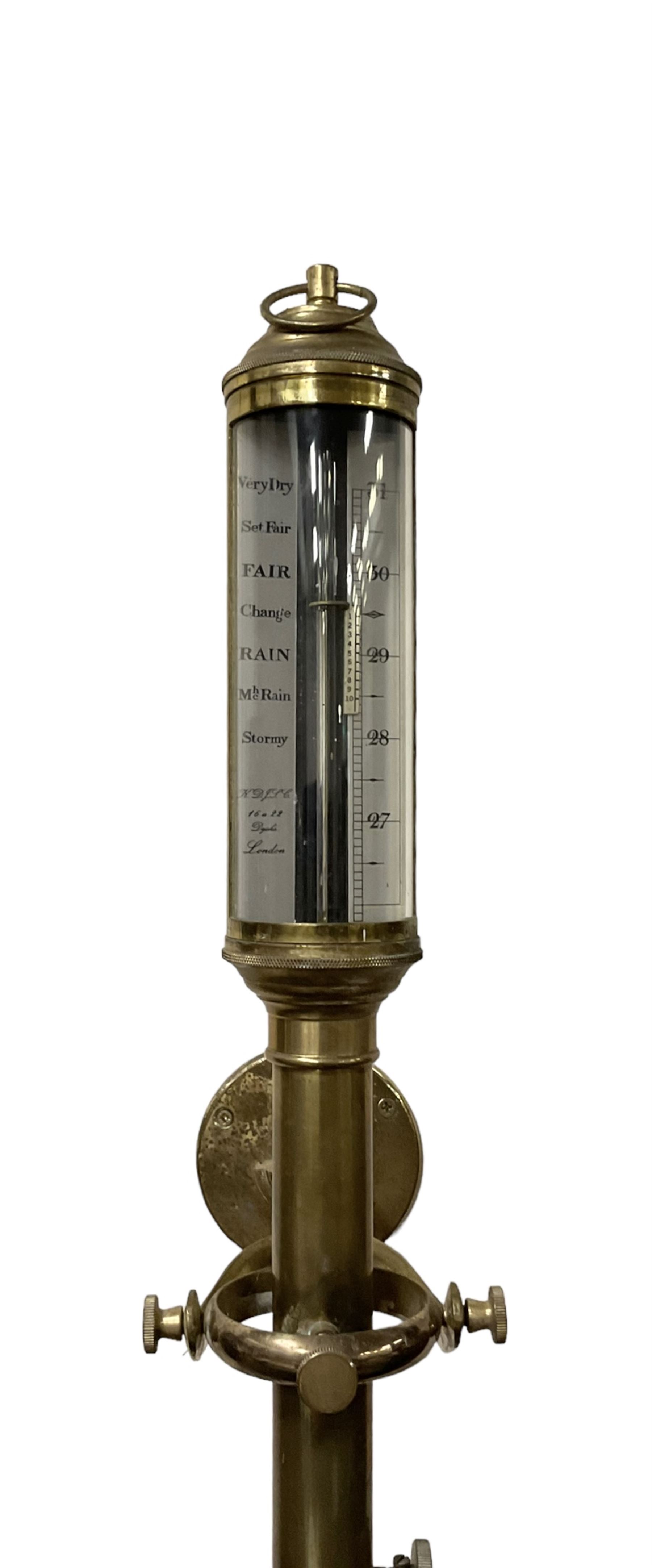 20th century - Cylindrical brass marine gimbal mounted ships barometer - Image 3 of 5