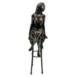 Art Deco style bronze modelled as a semi naked female figure