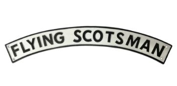 Cast iron Flying Scotsman arched railway sign