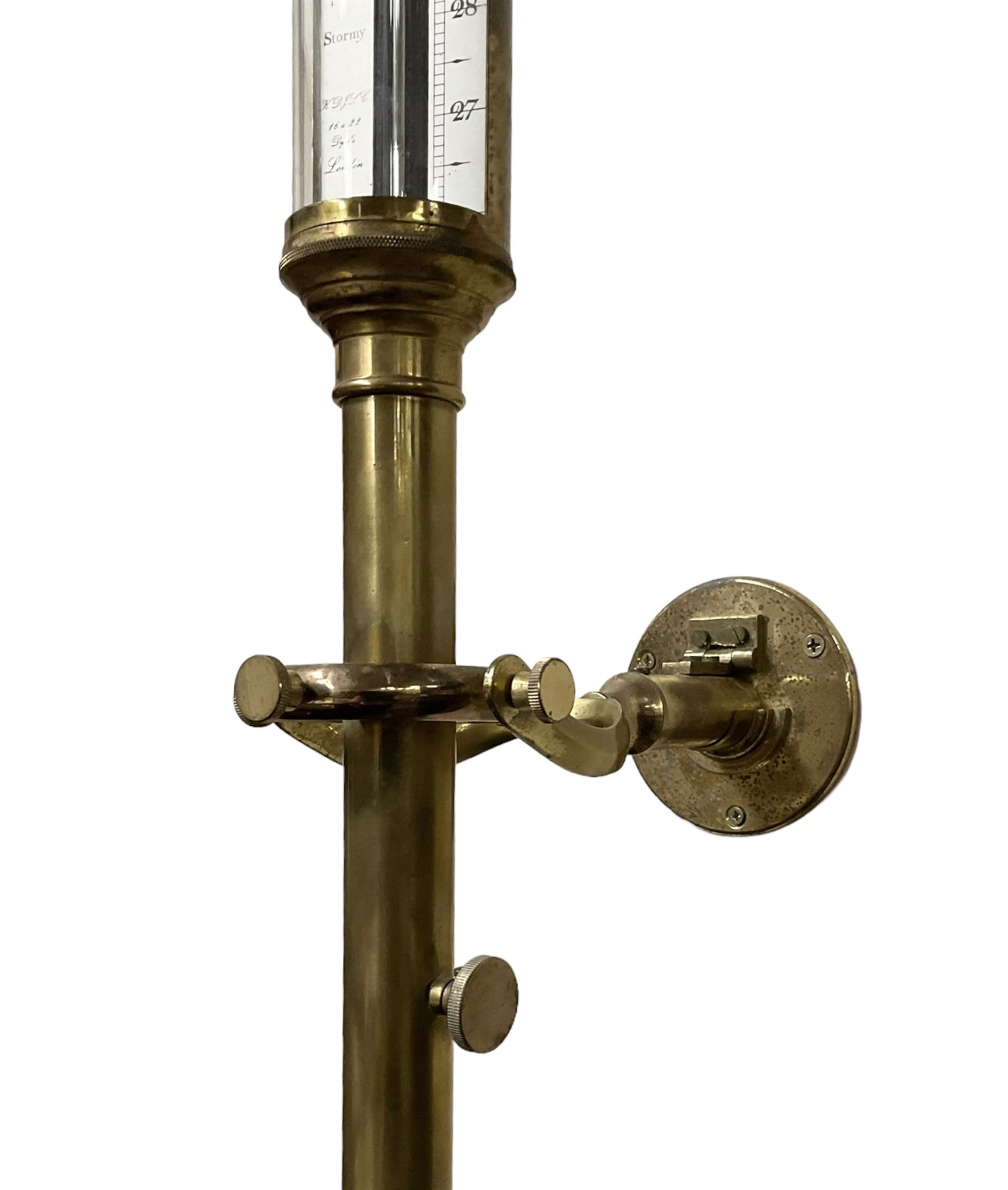 20th century - Cylindrical brass marine gimbal mounted ships barometer - Image 4 of 5