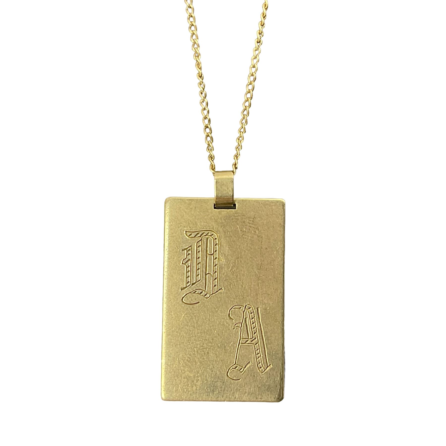 9ct gold identity tag pendant necklace