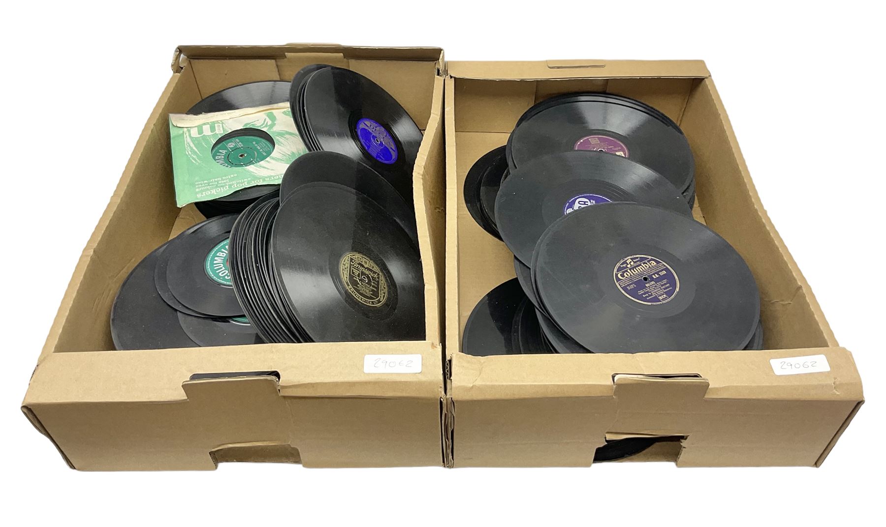 Quantity of vinyl records in two boxes