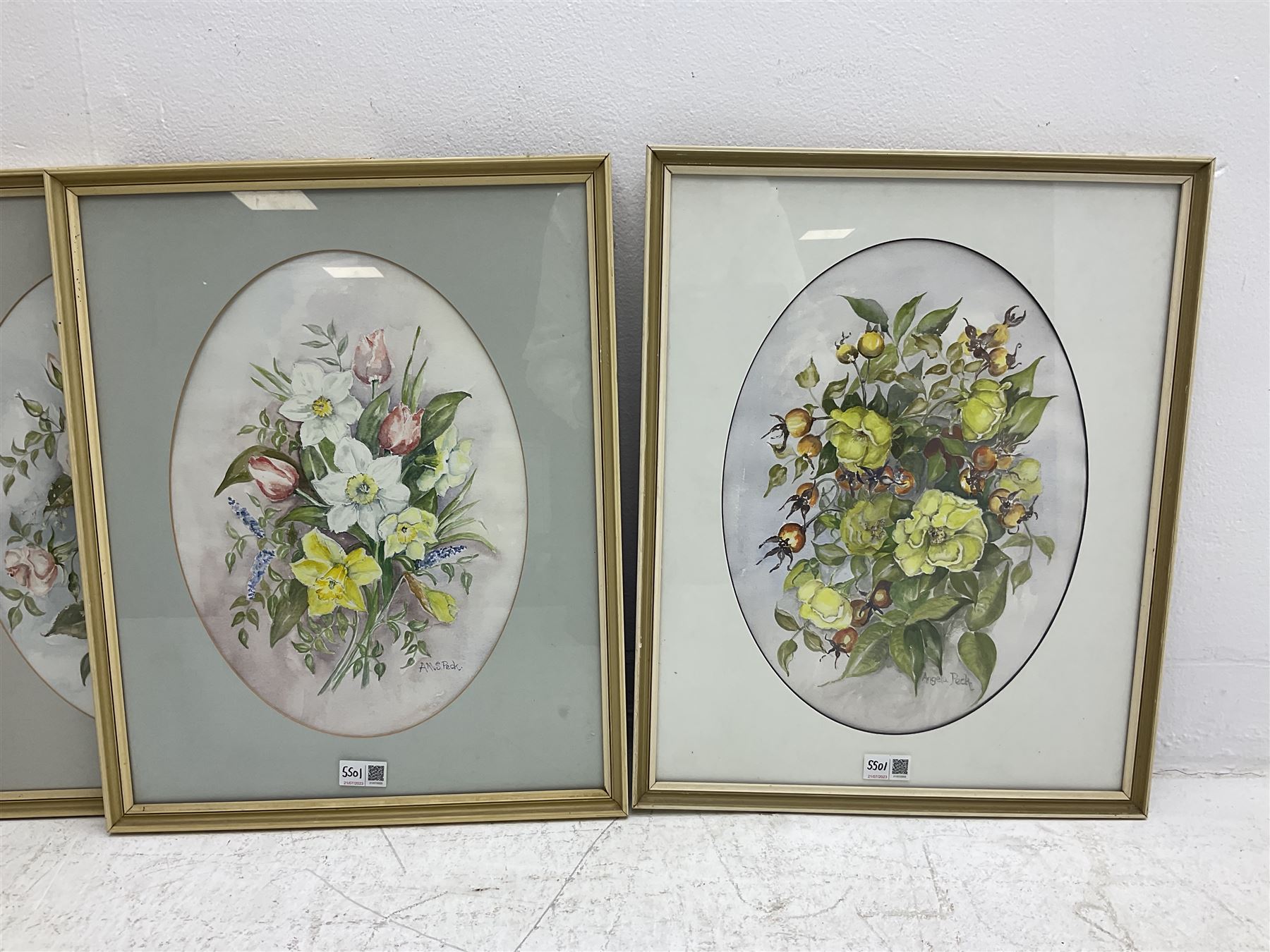 Nine framed watercolours of flowers by various artists including Rachel McNaughty etc - Image 4 of 5
