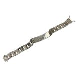 Heavy silver curb link identity bracelet