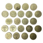 Twenty-two Queen Elizabeth II old round one pound coins