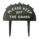 Please Keep Off the Grass cast iron sign