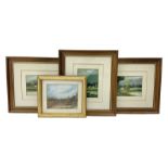 Four framed oil paintings of landscapes