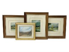 Four framed oil paintings of landscapes