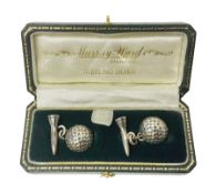 Pair of silver golfing cufflinks