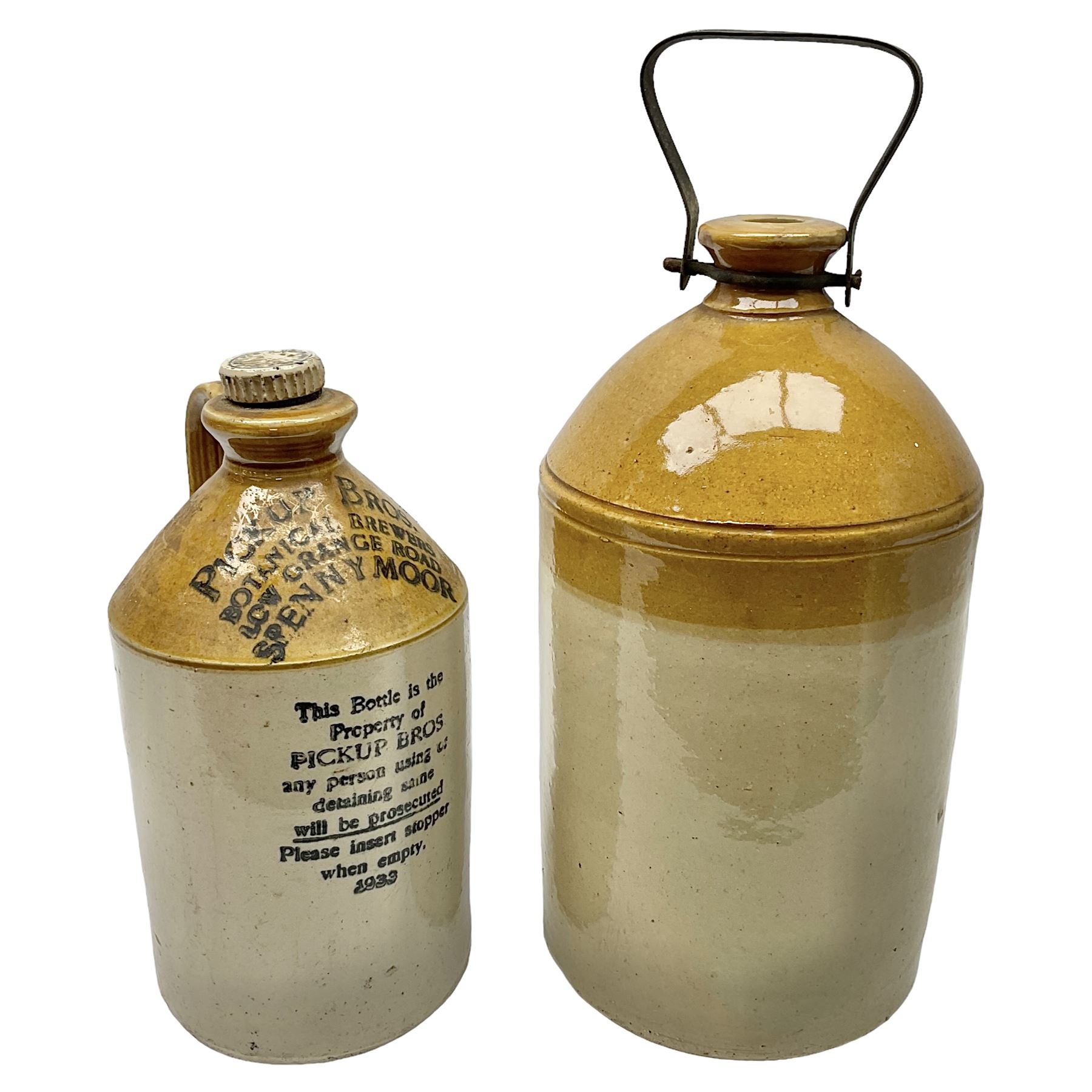 Early 20th century stoneware advertising flagon