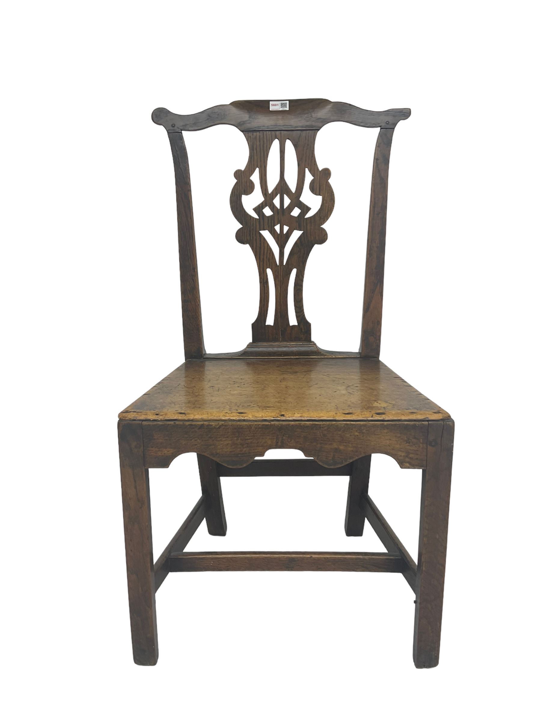 19th century mahogany and oak Chippendale design chair - Image 2 of 2