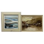 Two 20th century coastal oil paintings 39cm x 39cm and 44cm x 59cm (2)