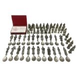 Set of forty three miniature Franklin Mint pewter figures of the Kings and Queens of England