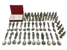 Set of forty three miniature Franklin Mint pewter figures of the Kings and Queens of England