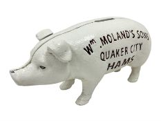 Cast iron reproduction Wm. Moland's Sons Quaker City Hams money box