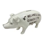 Cast iron reproduction Wm. Moland's Sons Quaker City Hams money box