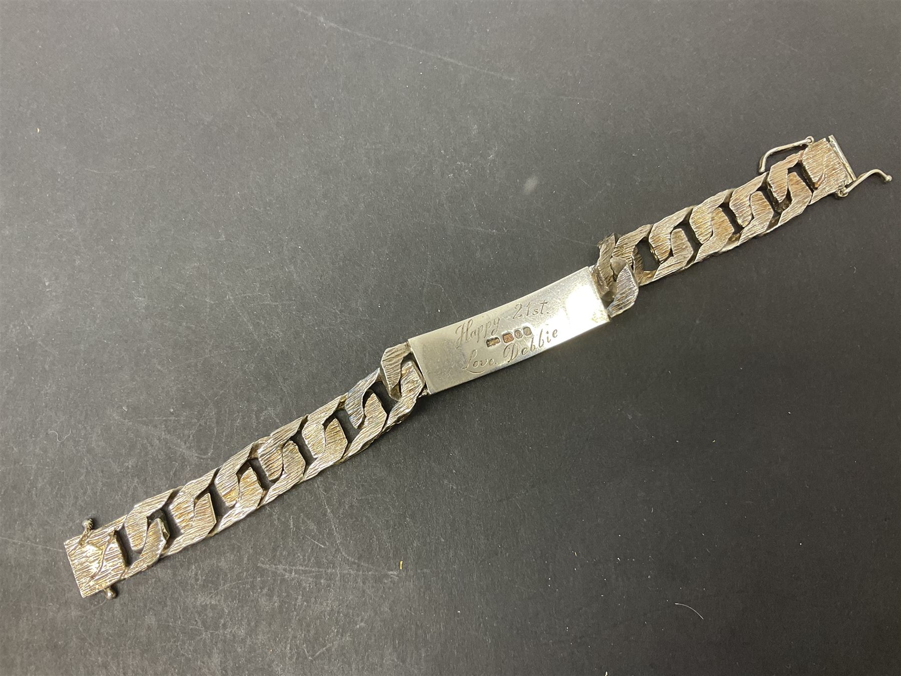 Heavy silver curb link identity bracelet - Image 6 of 7