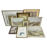 Ten framed prints to include watercolours and oils of landscapes