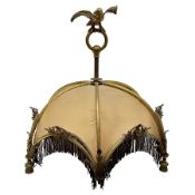 Brass framed ceiling light with eagle finial