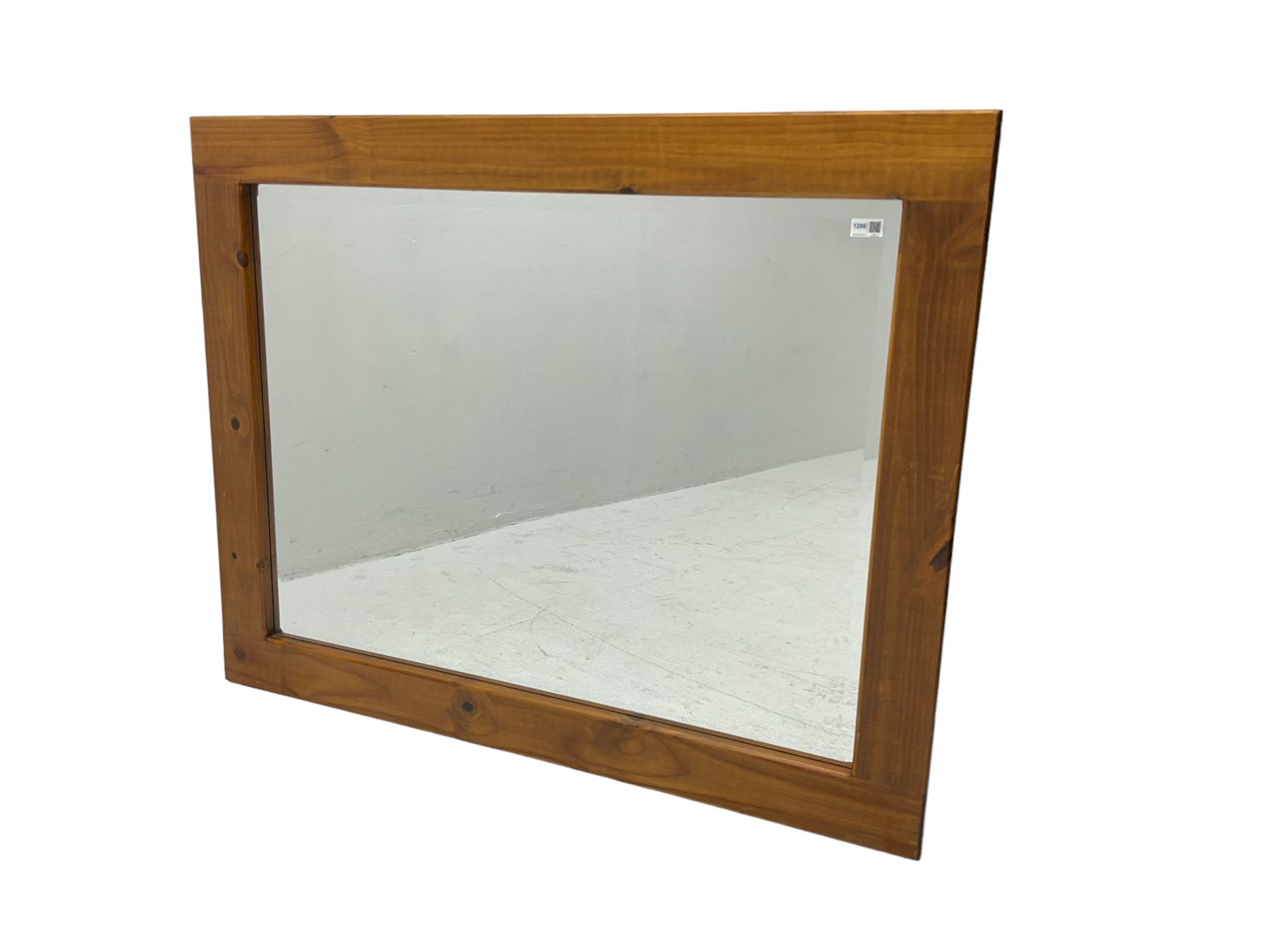 Large pine framed wall mirror