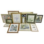 Pictures and prints including oil painting of a Mediterranean harbour