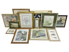 Pictures and prints including oil painting of a Mediterranean harbour