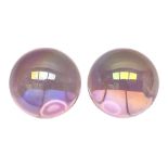 Pair of pink obsidian spheres