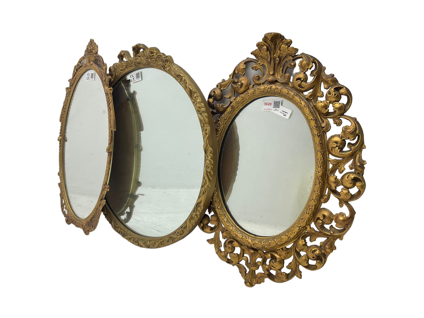 Victorian design gilt cast metal wall mirror - Image 2 of 2