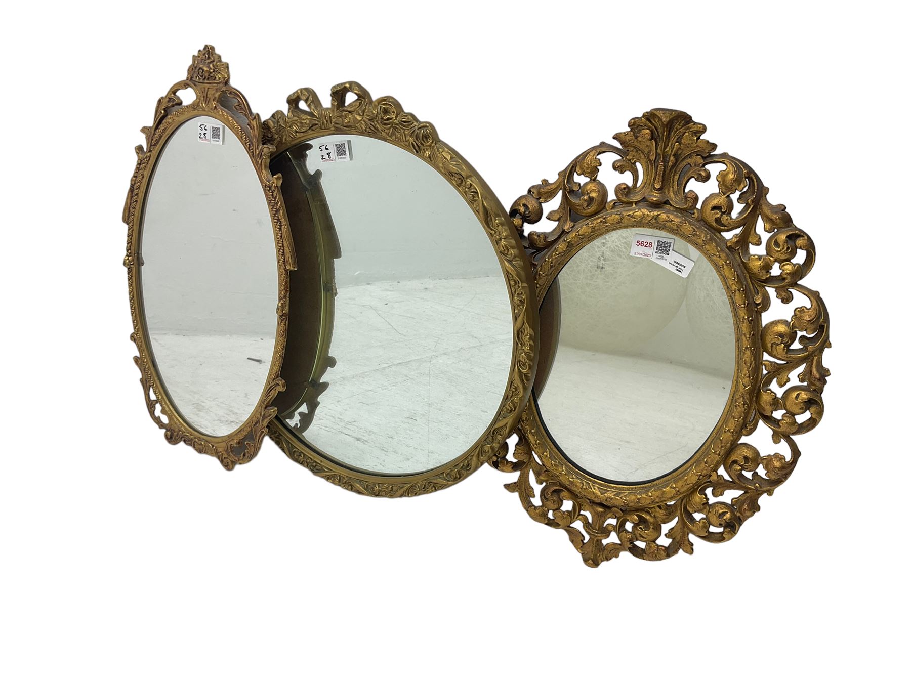 Victorian design gilt cast metal wall mirror