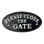 Cast Iron 'Please Close the Gate' sign