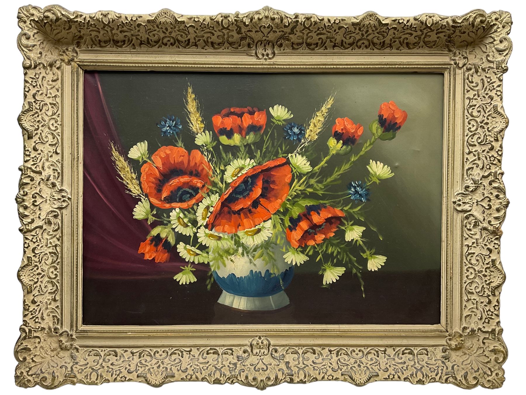 English School (20th century): Still Life of Wild Flowers and Poppies in a Vase - Image 2 of 2