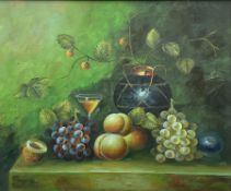 Continental School (Late 20th century): Still Life of Fruit on a Table