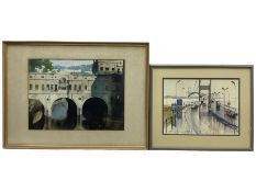 Brian C Lancaster (Bristol Savages 1931-2005): 'Pulteney Bridge' Bath and The Severn Suspension Brid