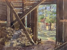 Alice E Brown (Nottingham exh.1892): 'Through the Woodshed Door at North Place'