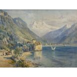 Frank M Chase (British fl.1880-1898): Chillon Castle - Lake Geneva