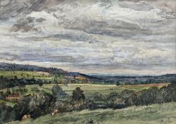 Alfred William Rich (British 1856-1921): Extensive Pastoral Landscape