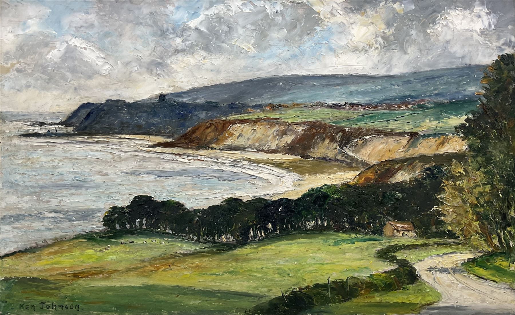 Ken Johnson (British 20th century): Whitby from Lythe Bank