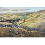 E Charles Simpson (British 1915-2007): Dent Viaduct and Dentdale