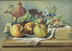 Wante (Continental Early 20th century): Still Life of Fruit on a Ledge