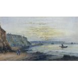 John Francis Branegan (British 1843-1909): 'Sunset on the Scaur - Whitby' watercolour signed and tit