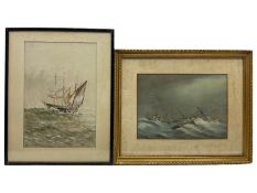 E Adams (British 19th/20th century): Two Ships