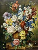 Agricola (Continental 20th century): Still Life of Flowers in a Vase and Bird's Nest