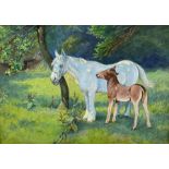 Attrib. Lucy Elizabeth Kemp-Welch (Britsih 1869-1958): Ponies in the Orchard