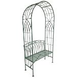 Regency design wrought metal arch and bench