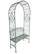 Regency design wrought metal arch and bench